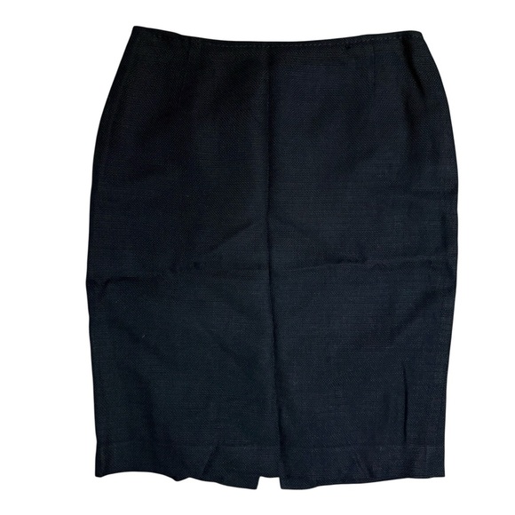 MaxMara Max Mara Black Solid Pencil Skirt Italy Size 4 Zip Stripe Pattern Linen - Picture 1 of 5